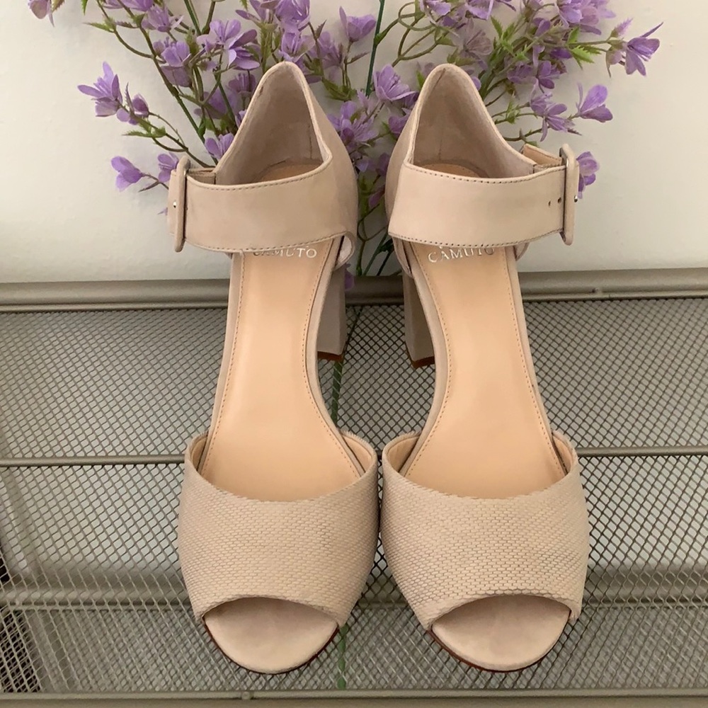 Vince Camuto, Peep toe, ankle strap heels. Size 10